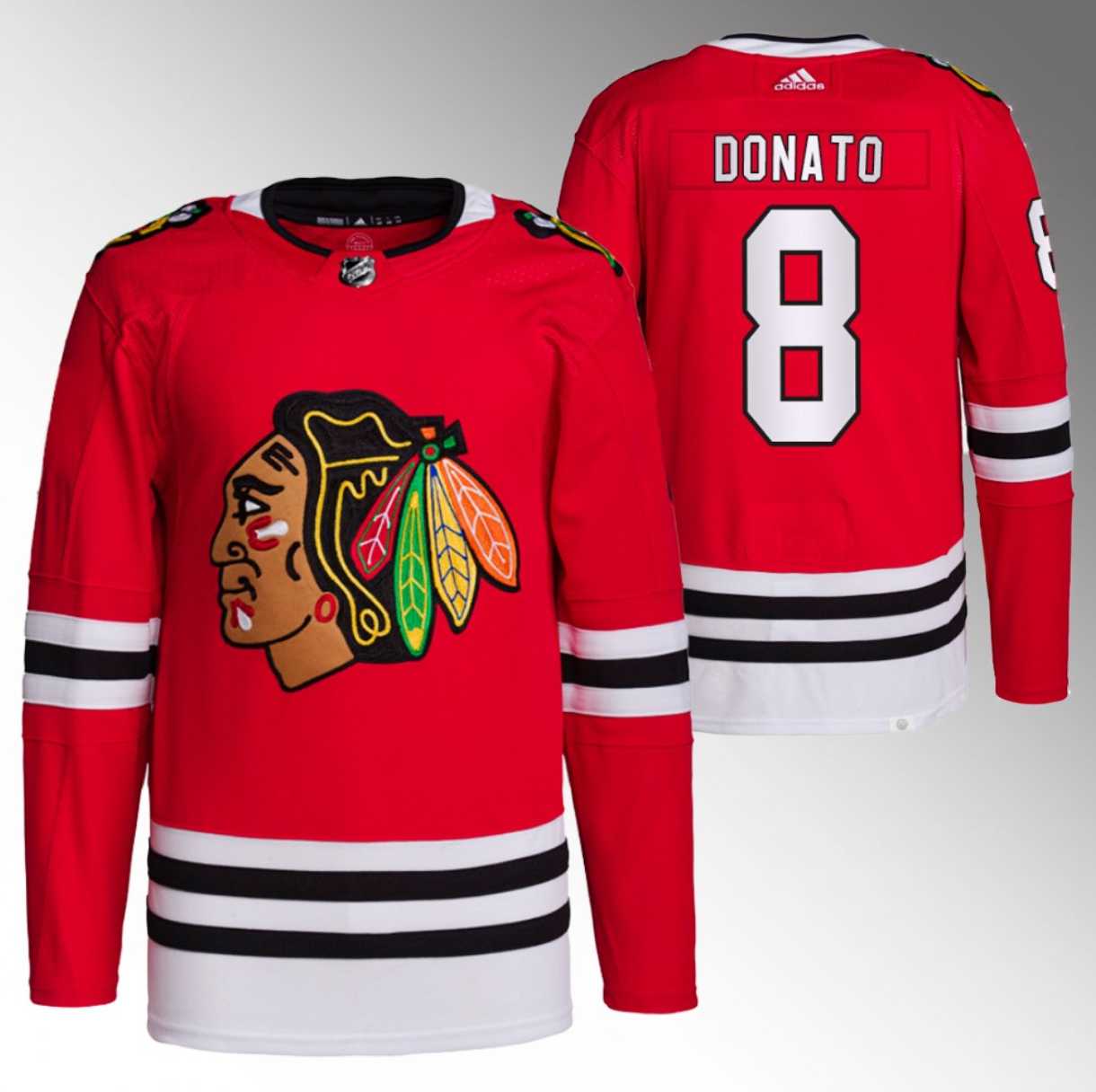 Mens Chicago Blackhawks #8 Ryan Donato Red Stitched Hockey Jersey